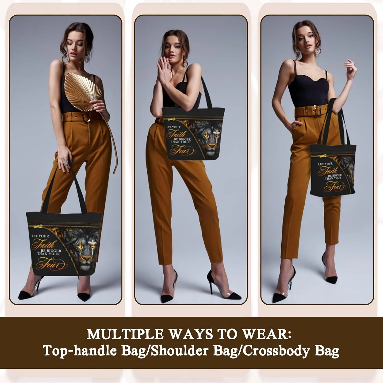 Bible Tote Bags for Women Christian Tote Bag Church Shoulder Bag Inspirational Bags With Zipper Bible Verse Gifts