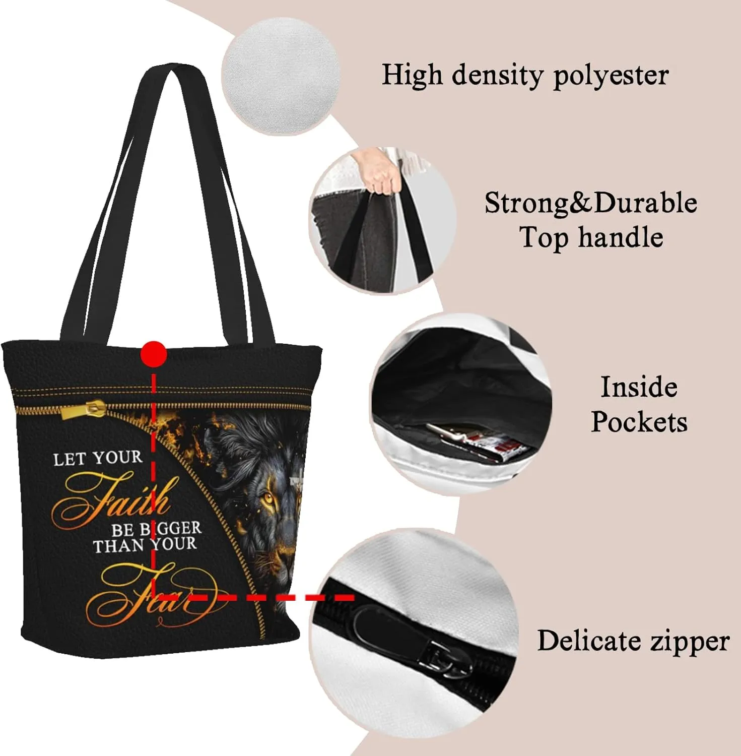 Bible Tote Bags for Women Christian Tote Bag Church Shoulder Bag Inspirational Bags With Zipper Bible Verse Gifts