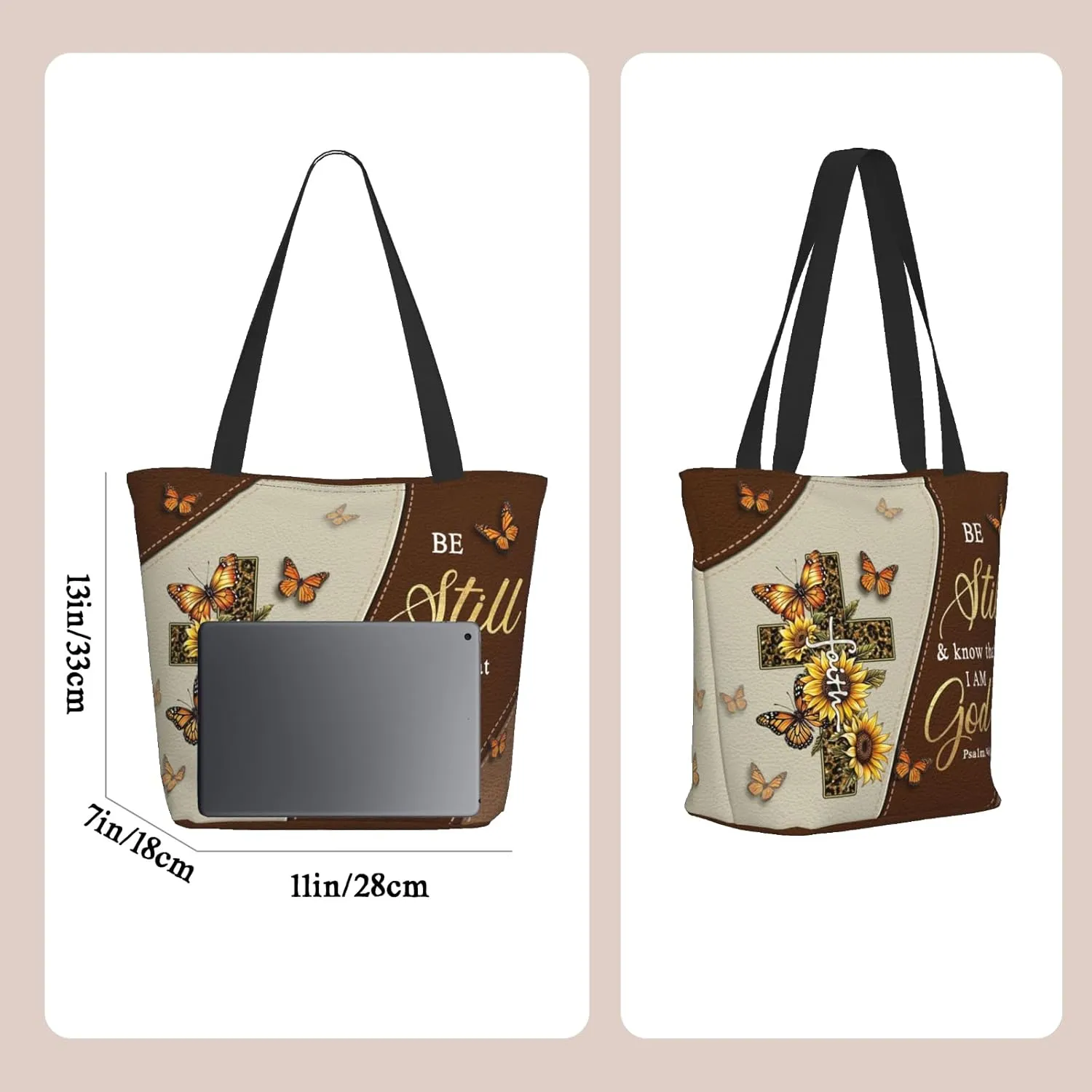 Bible Tote Bags for Women Christian Tote Bag Church Shoulder Bag Inspirational Bags With Zipper Bible Verse Gifts