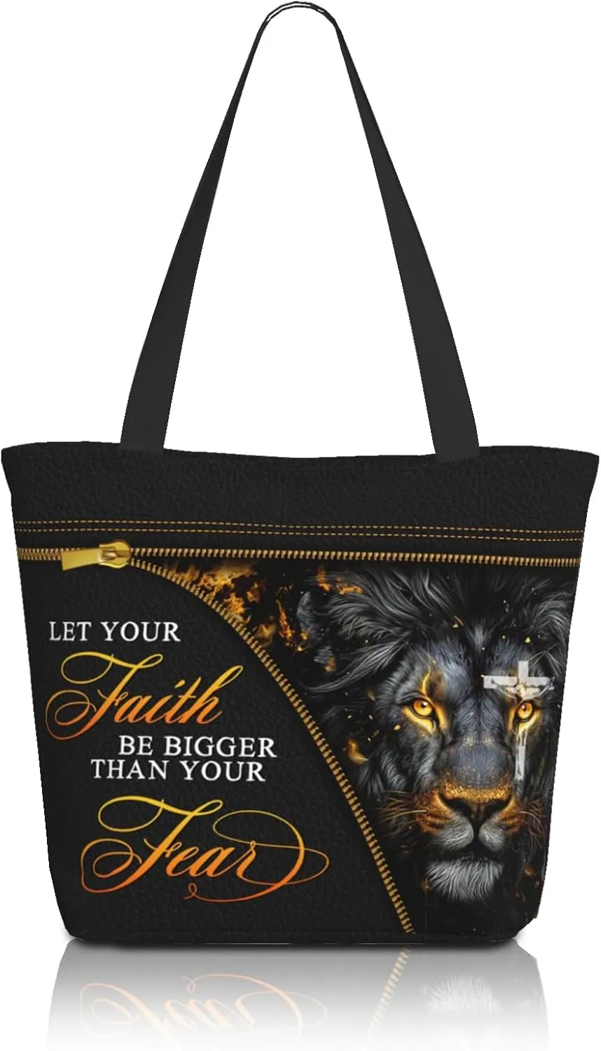 Bible Tote Bags for Women Christian Tote Bag Church Shoulder Bag Inspirational Bags With Zipper Bible Verse Gifts
