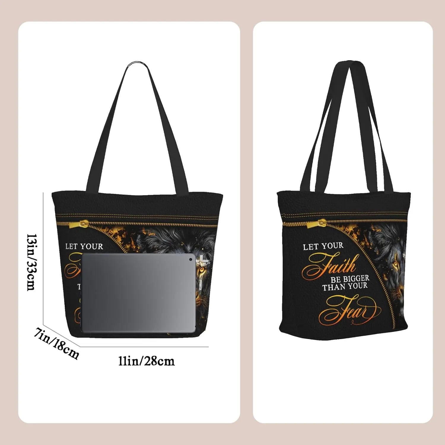 Bible Tote Bags for Women Christian Tote Bag Church Shoulder Bag Inspirational Bags With Zipper Bible Verse Gifts