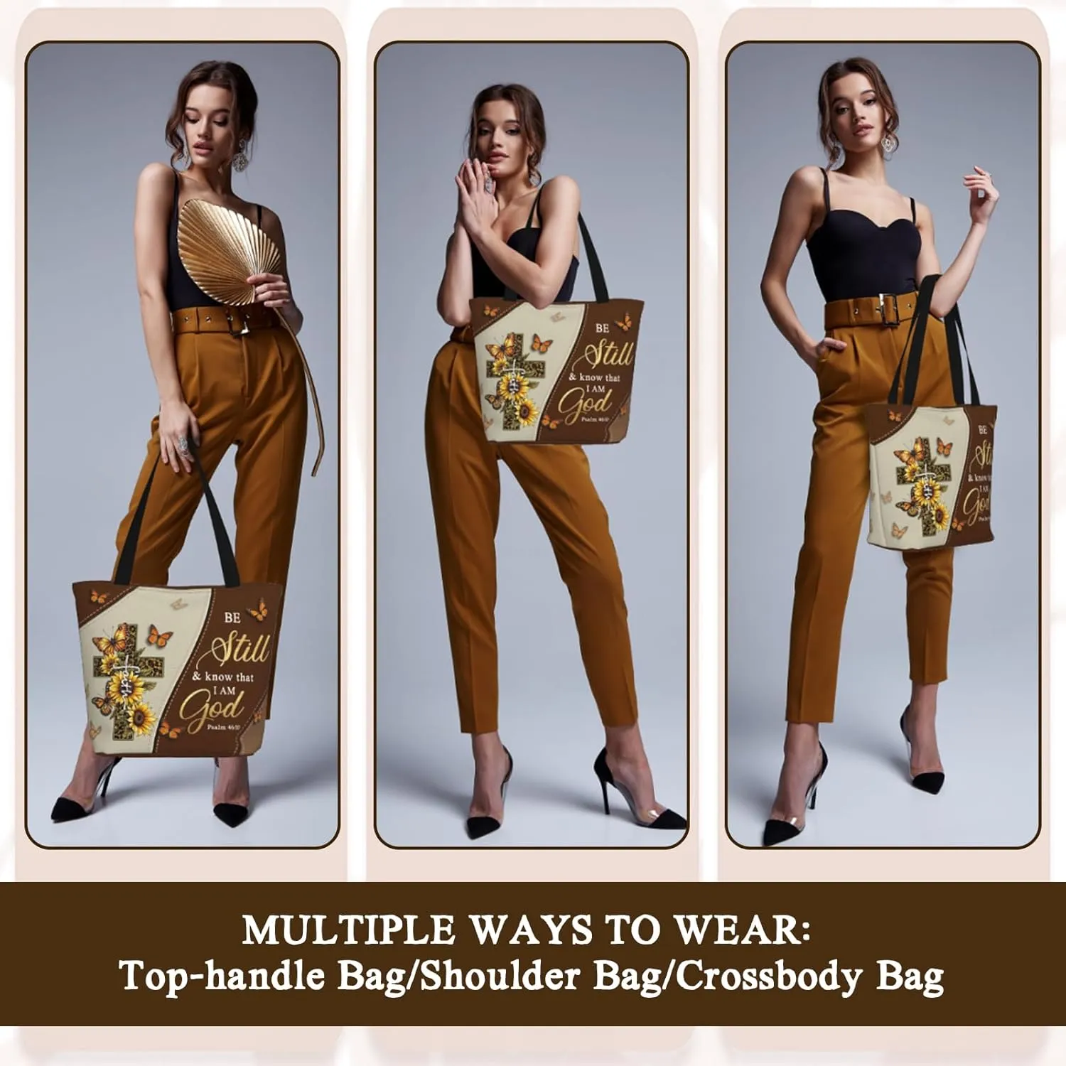 Bible Tote Bags for Women Christian Tote Bag Church Shoulder Bag Inspirational Bags With Zipper Bible Verse Gifts