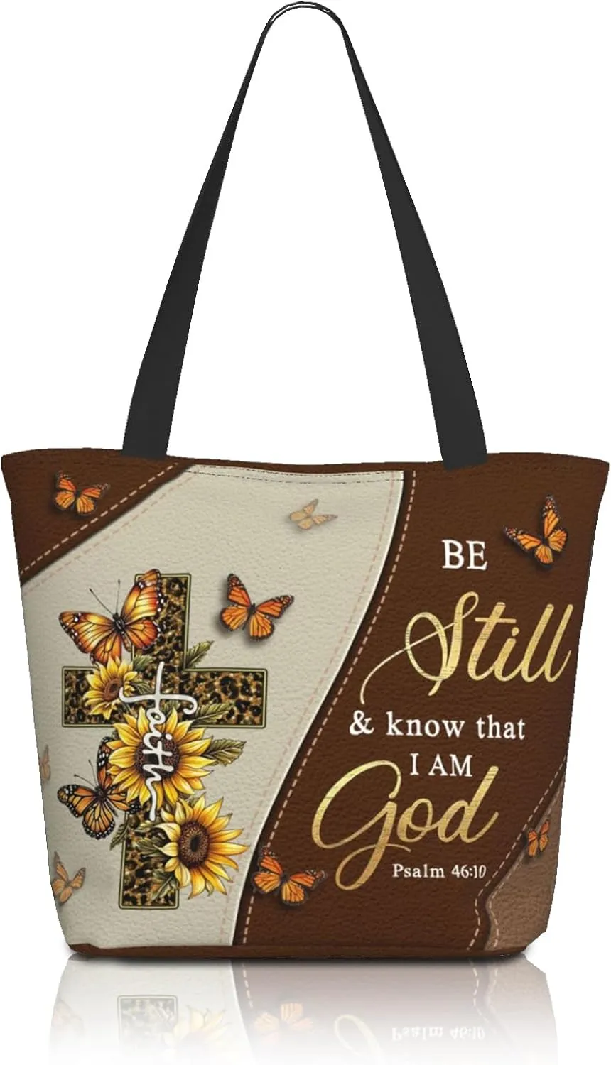 Bible Tote Bags for Women Christian Tote Bag Church Shoulder Bag Inspirational Bags With Zipper Bible Verse Gifts