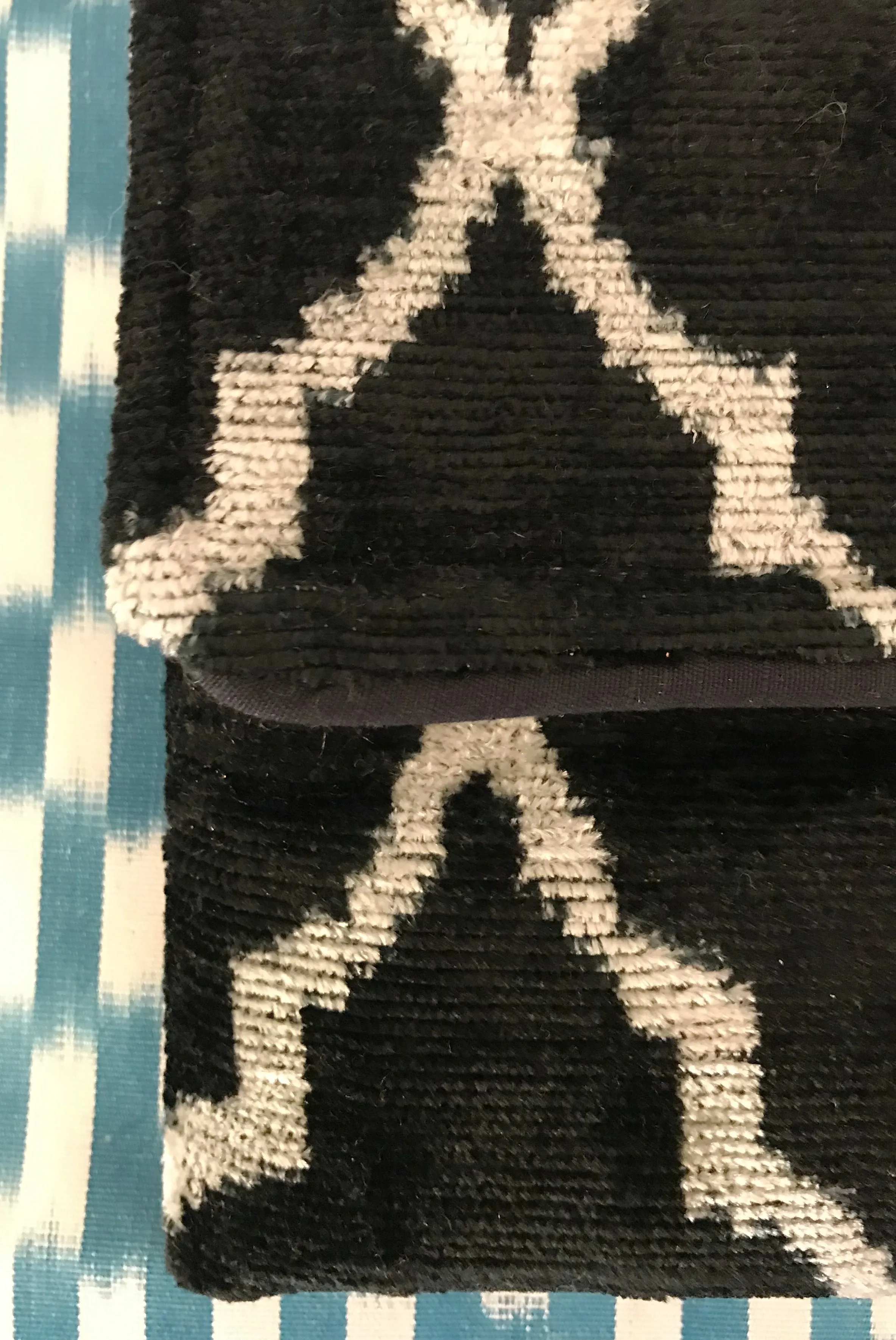 Black & White Velvet Ikat Clutch Bag