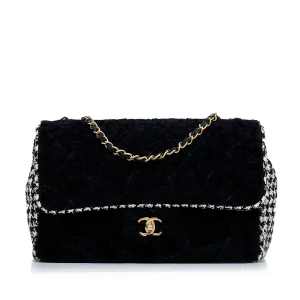 Black Chanel Shearling CC Turnlock Flap Bag