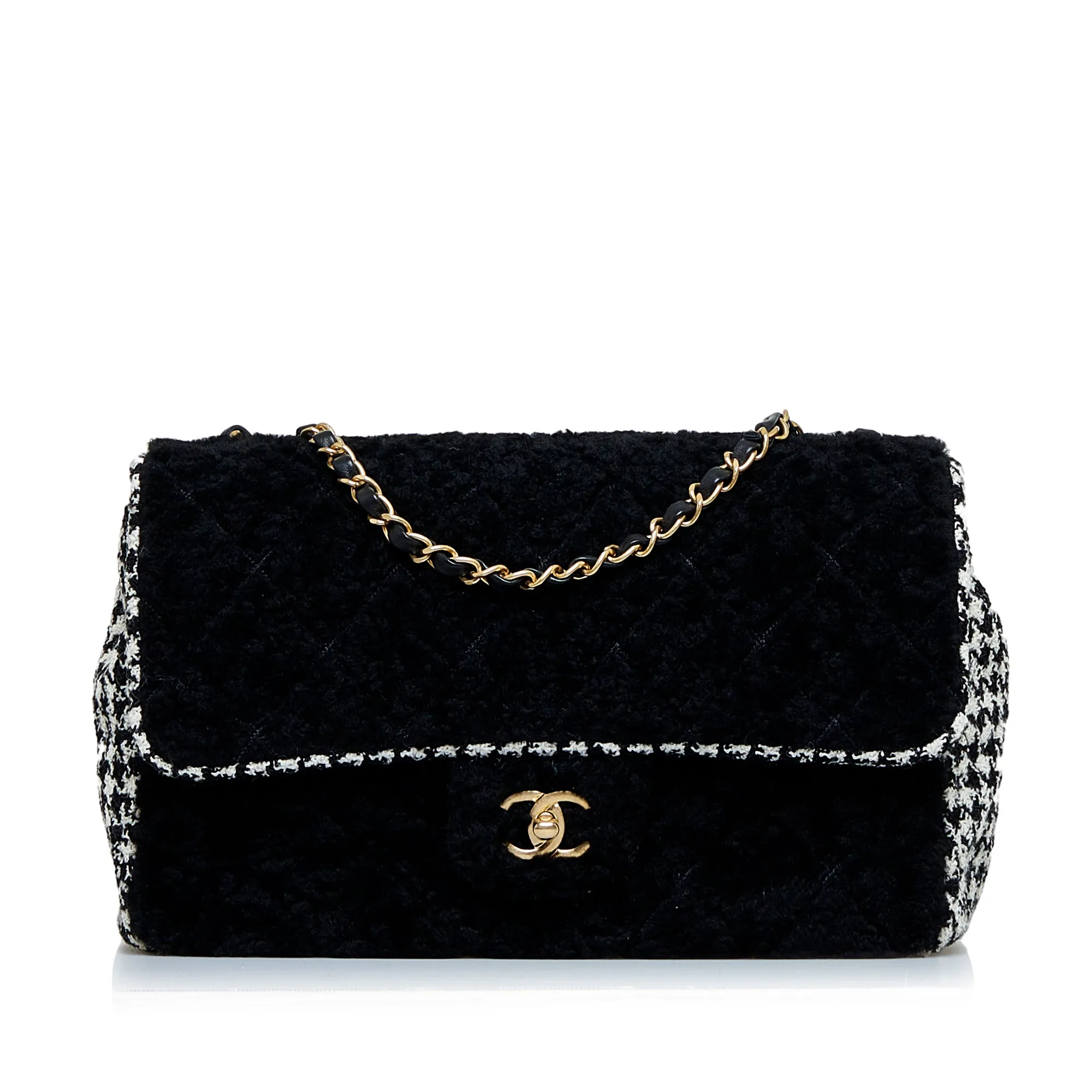 Black Chanel Shearling CC Turnlock Flap Bag