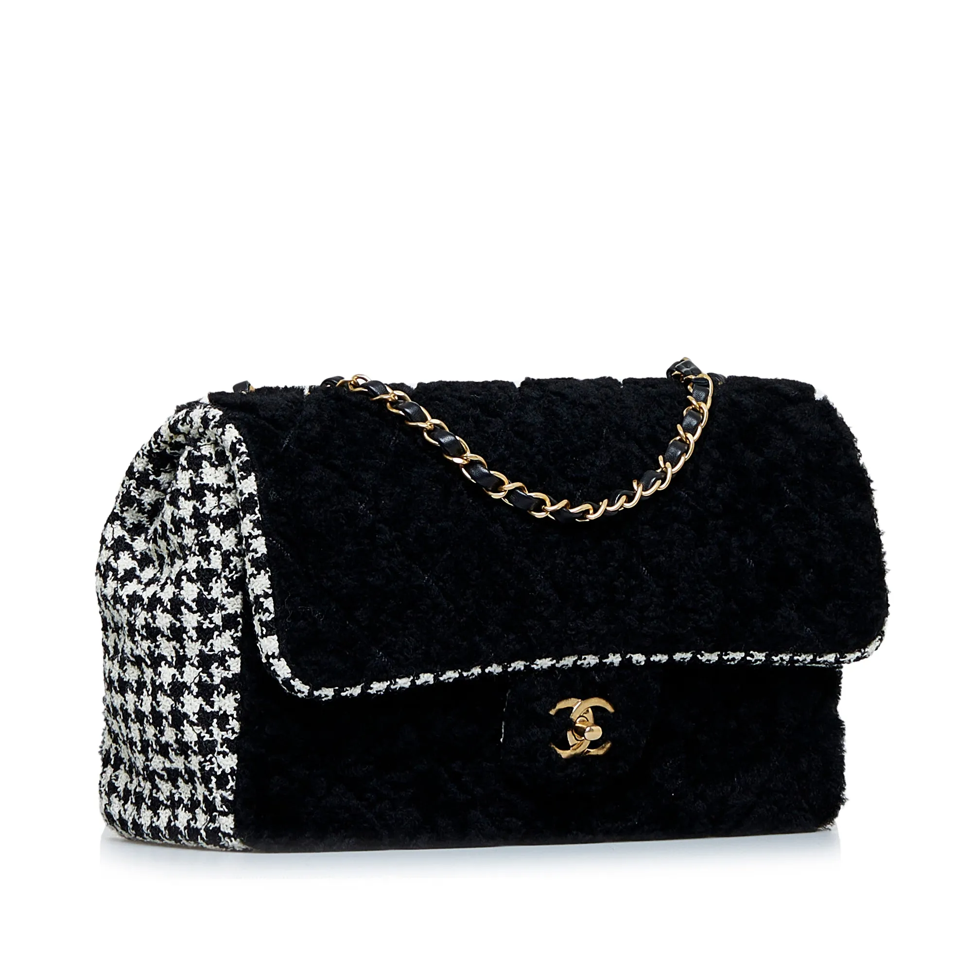 Black Chanel Shearling CC Turnlock Flap Bag