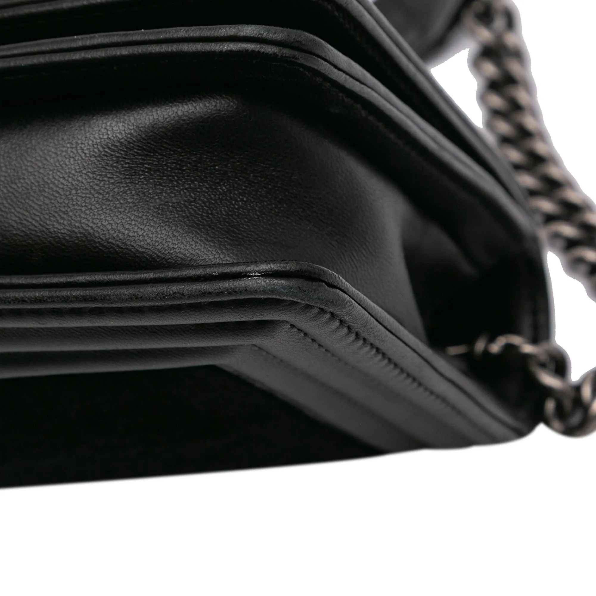 Black Chanel Shearling East West Boy Flap Shoulder Bag