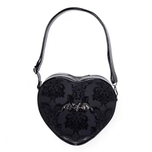 Black Damask Heart Shaped Shoulder Bag