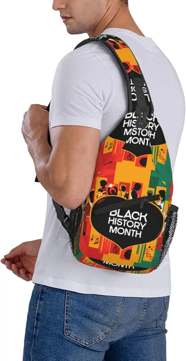 Black History Month Sling Bag Adjustable Crossbody Bag Casual Chest Bags Travel Shoulder Backpack For Women Men