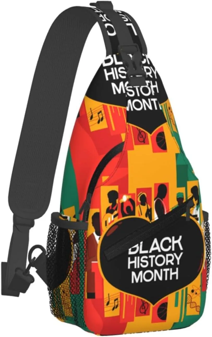 Black History Month Sling Bag Adjustable Crossbody Bag Casual Chest Bags Travel Shoulder Backpack For Women Men