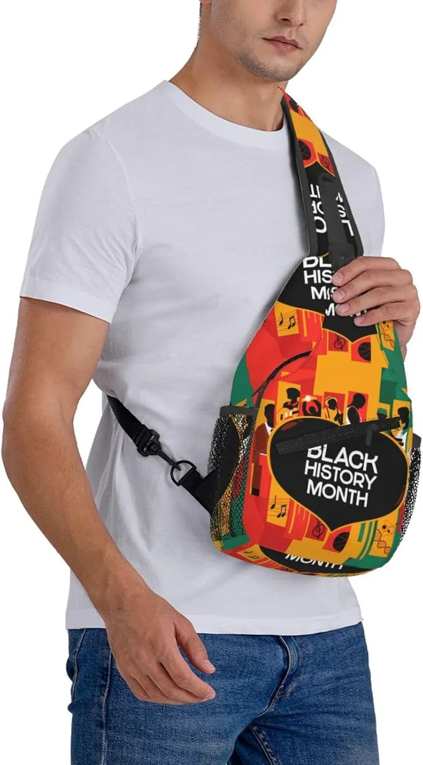 Black History Month Sling Bag Adjustable Crossbody Bag Casual Chest Bags Travel Shoulder Backpack For Women Men