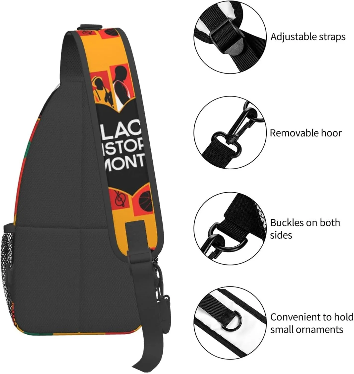 Black History Month Sling Bag Adjustable Crossbody Bag Casual Chest Bags Travel Shoulder Backpack For Women Men