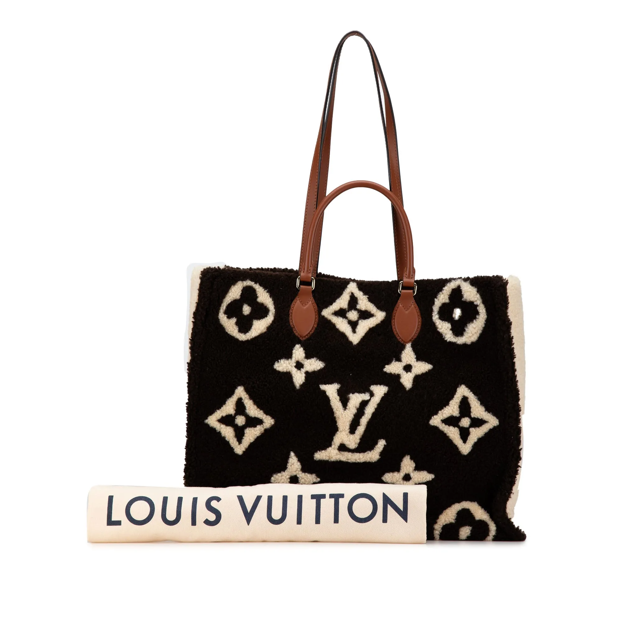 Black Louis Vuitton Monogram Giant Shearling Teddy Onthego GM Tote Bag