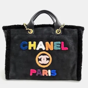 Black Shearling Medium Deauville Tote Bag