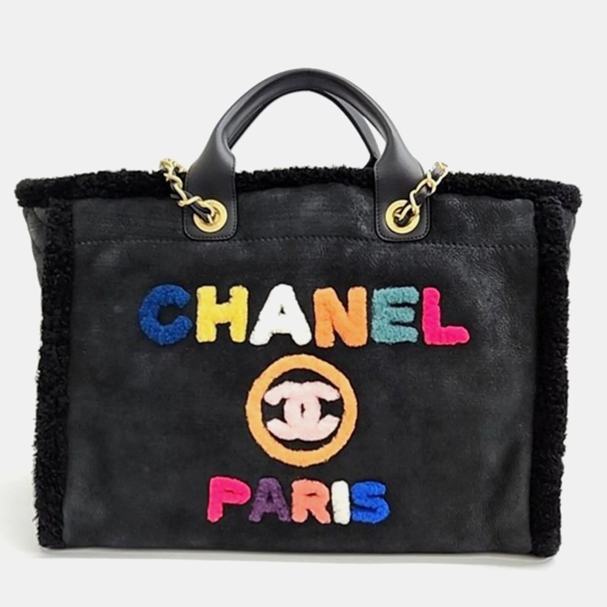 Black Shearling Medium Deauville Tote Bag