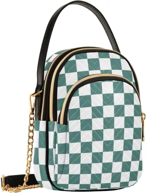 Black White Checkered Crossbody Bag for Women Shoulder Handbag Ladies Purse Cell Phone Tote Bags