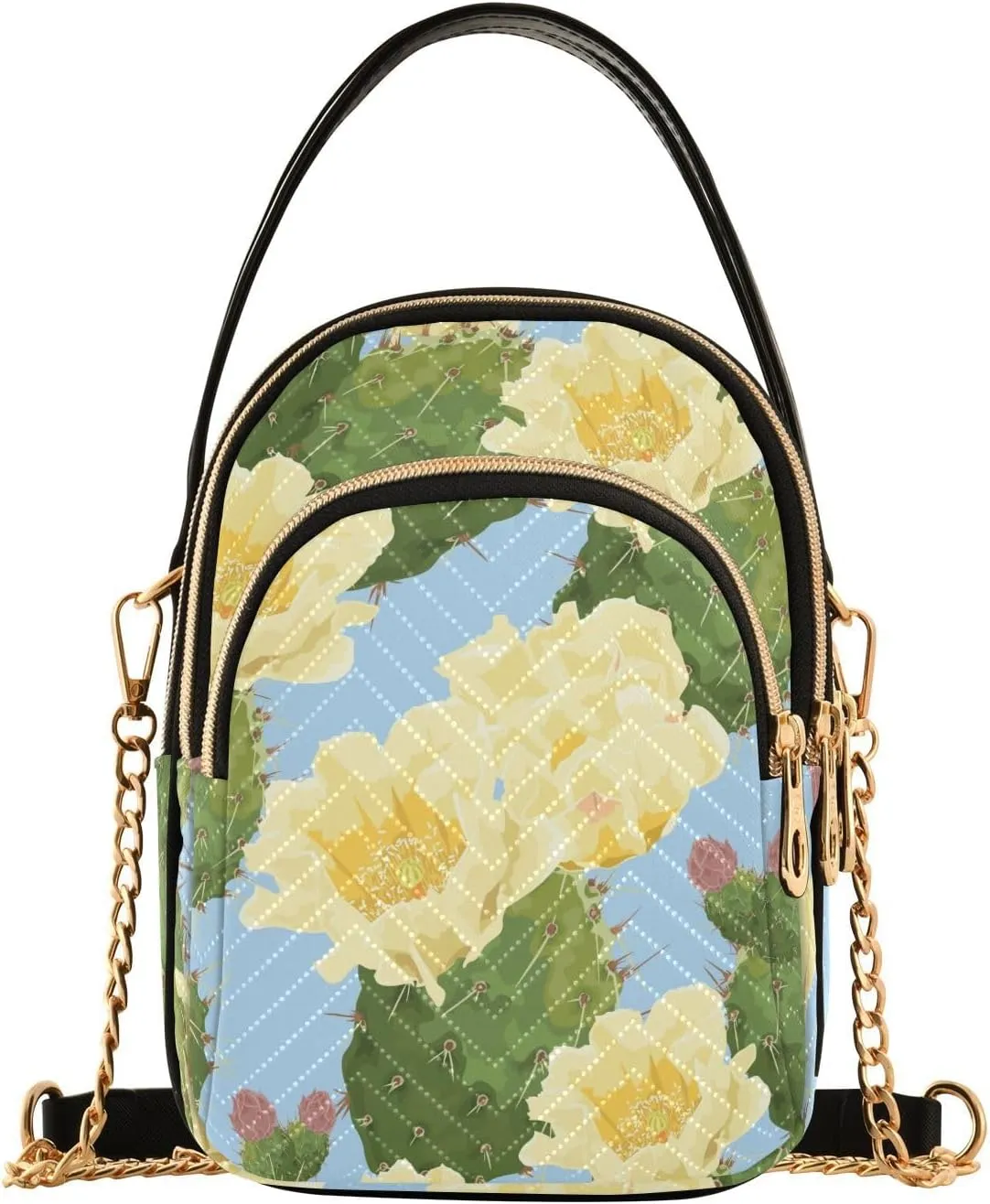 Blooming Prickly Pear Cactus Design Crossbody Bags Shoulder Bag for Women Stylish Ladies Messenger Bags Cell Phone Purse and Handbags Wallet