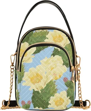 Blooming Prickly Pear Cactus Design Crossbody Bags Shoulder Bag for Women Stylish Ladies Messenger Bags Cell Phone Purse and Handbags Wallet