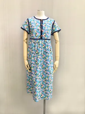 Blue Binding Floral Dress