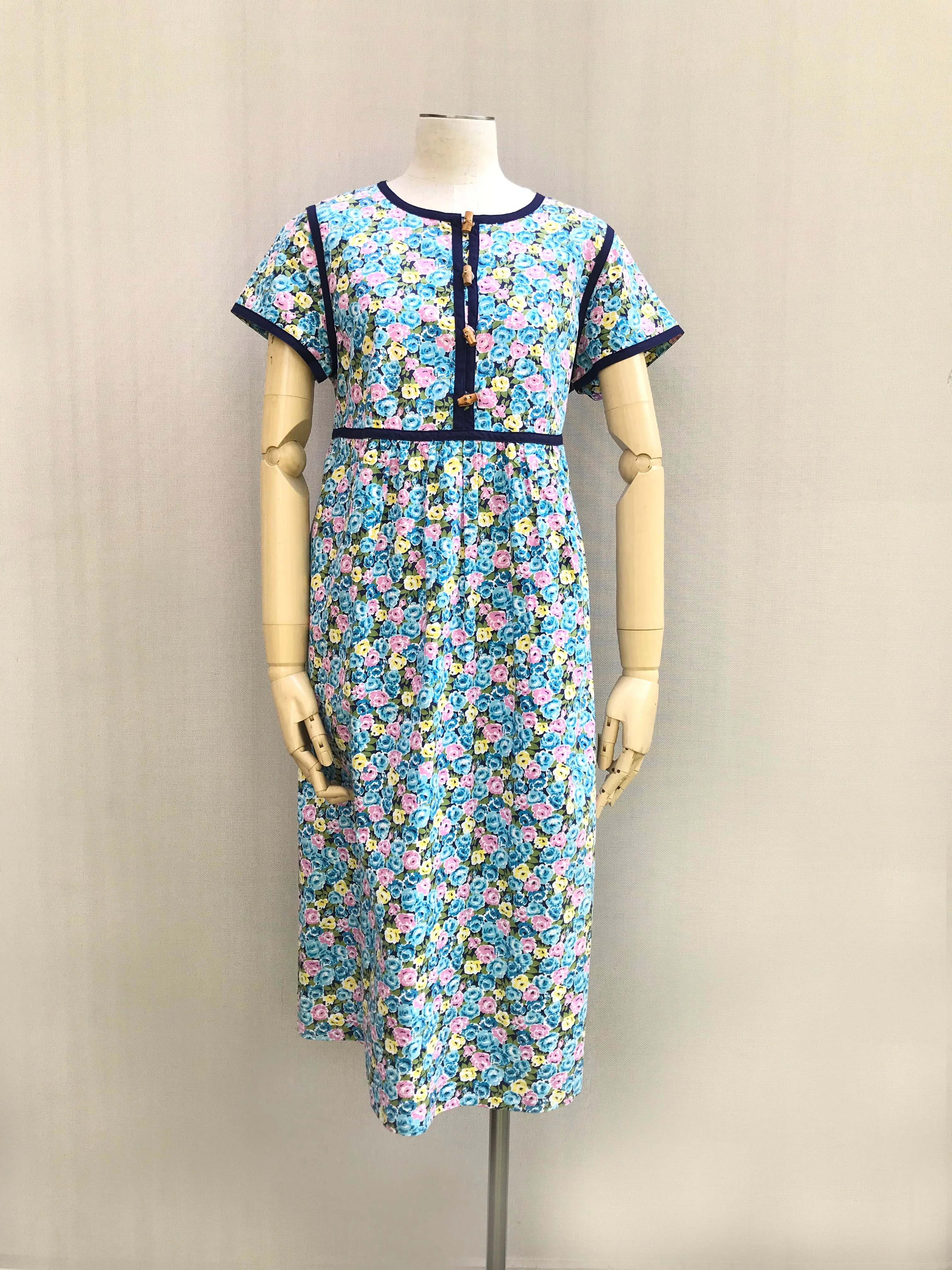 Blue Binding Floral Dress