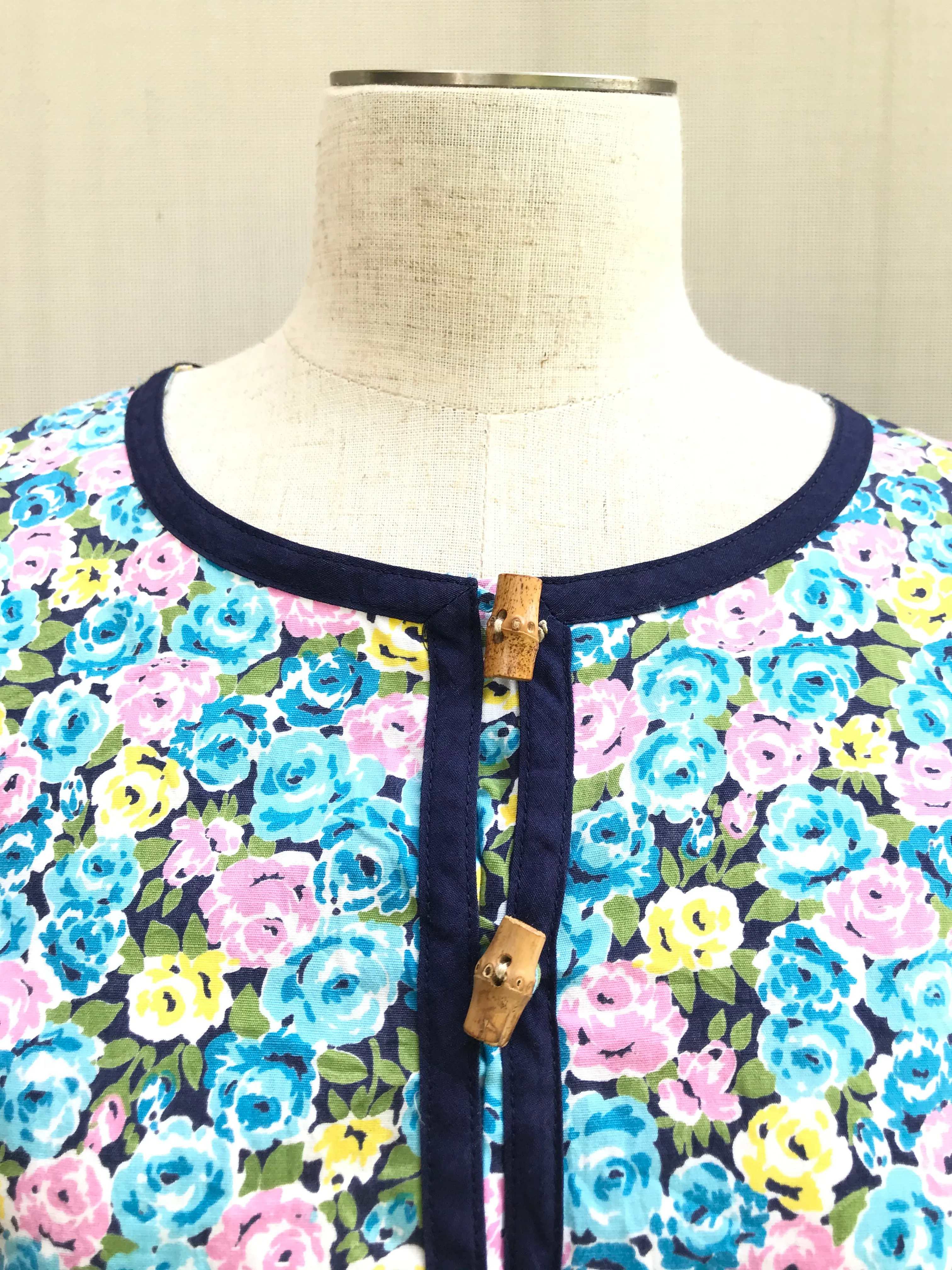 Blue Binding Floral Dress