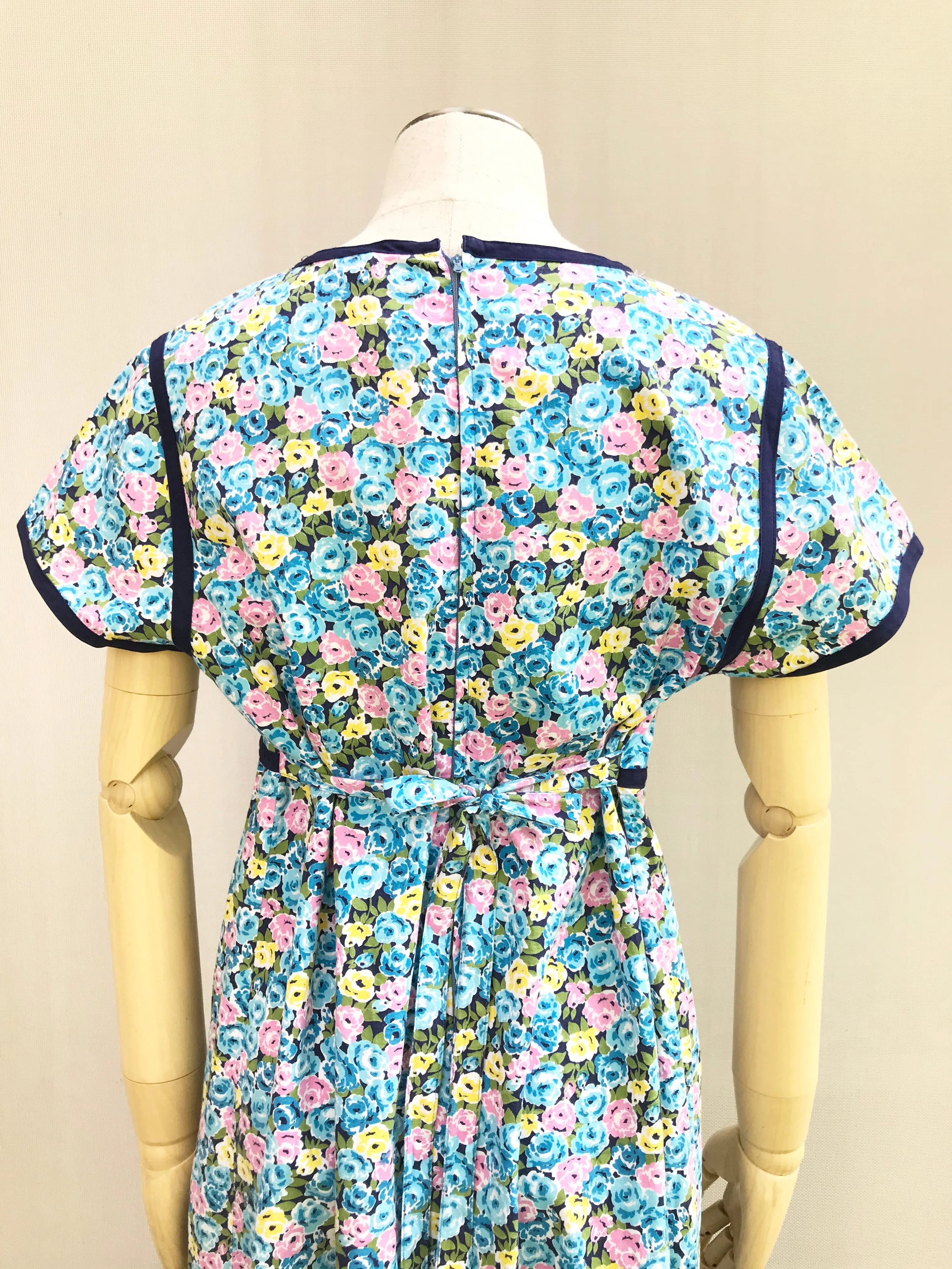 Blue Binding Floral Dress
