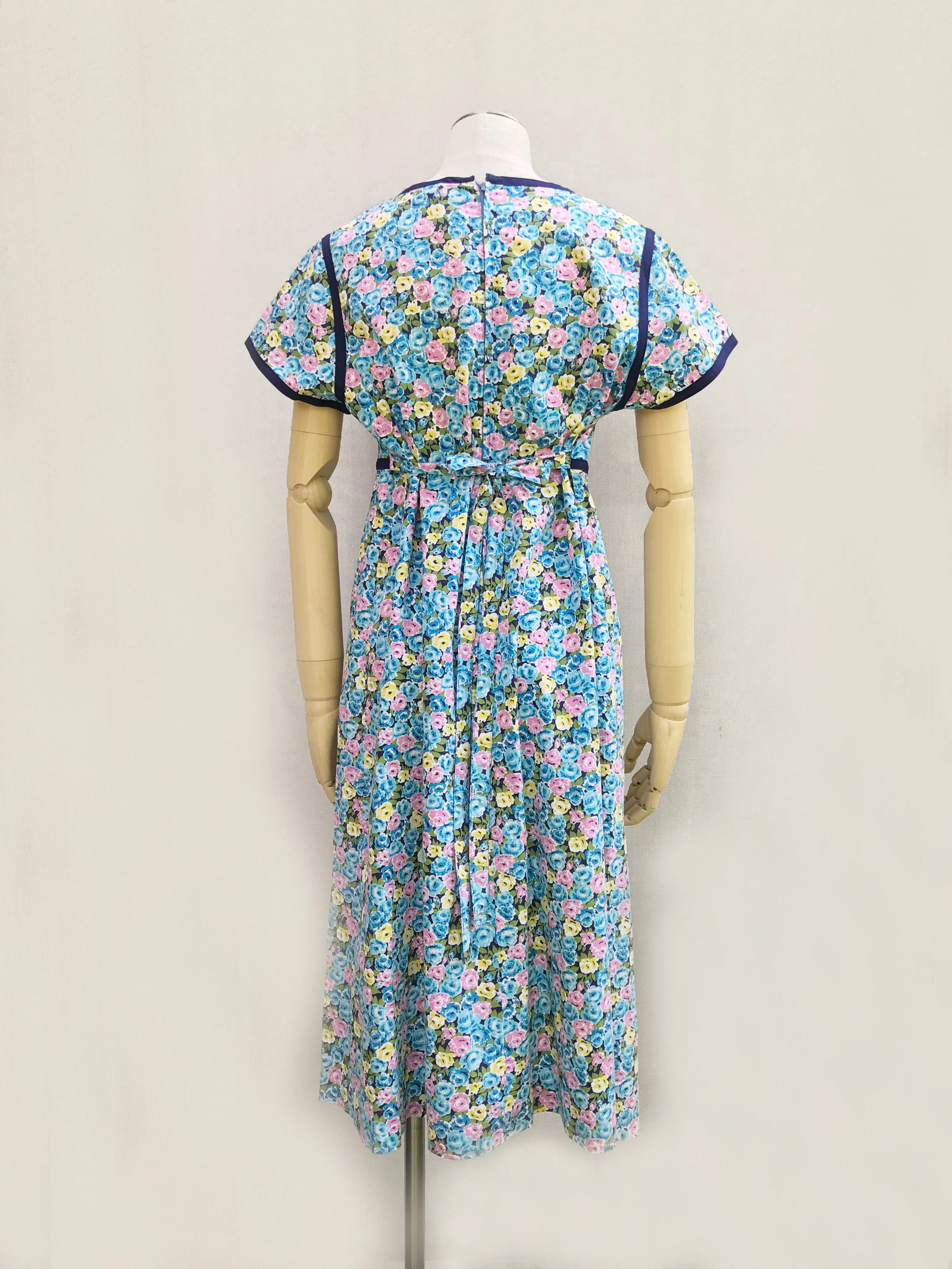 Blue Binding Floral Dress