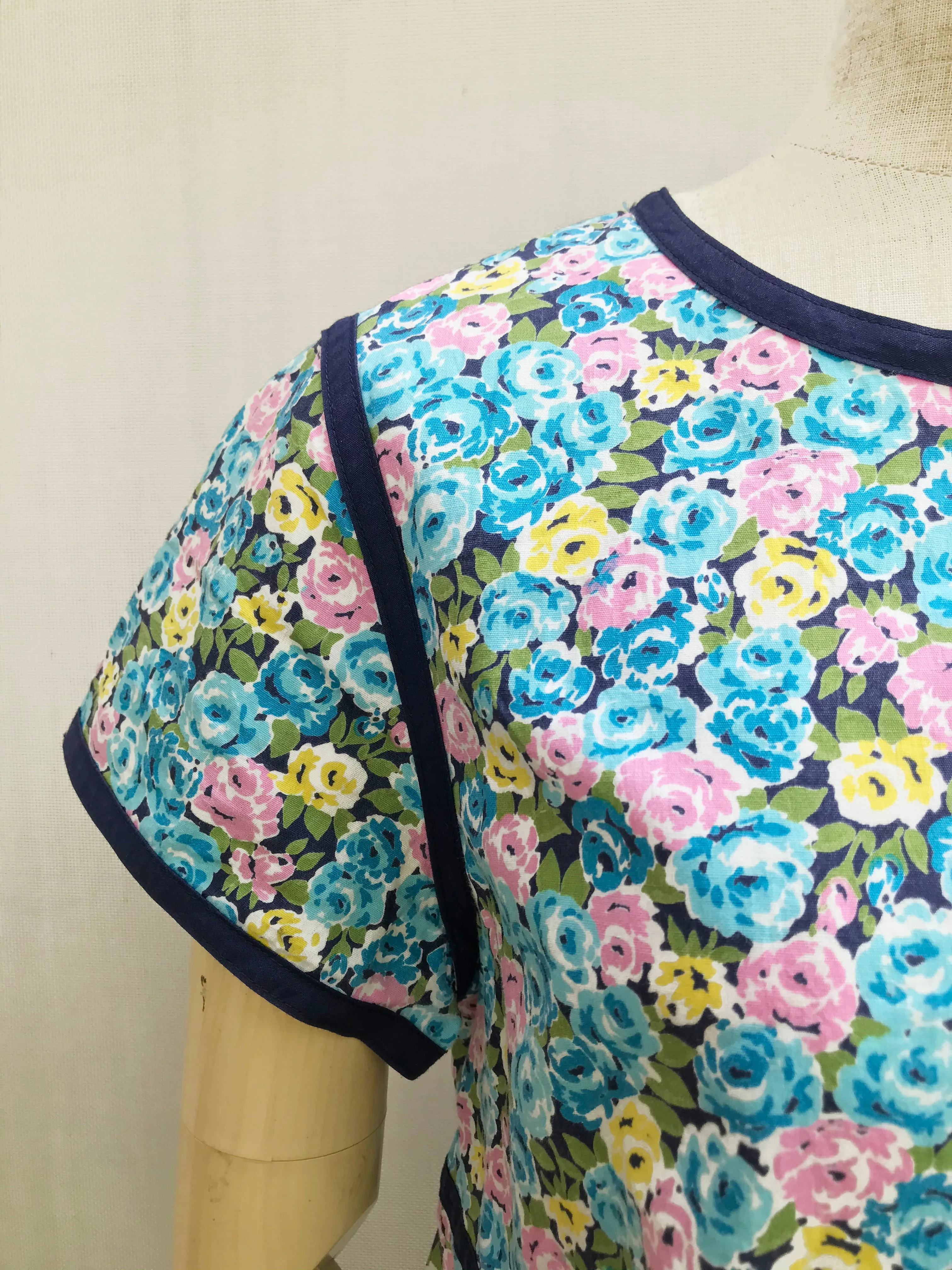 Blue Binding Floral Dress
