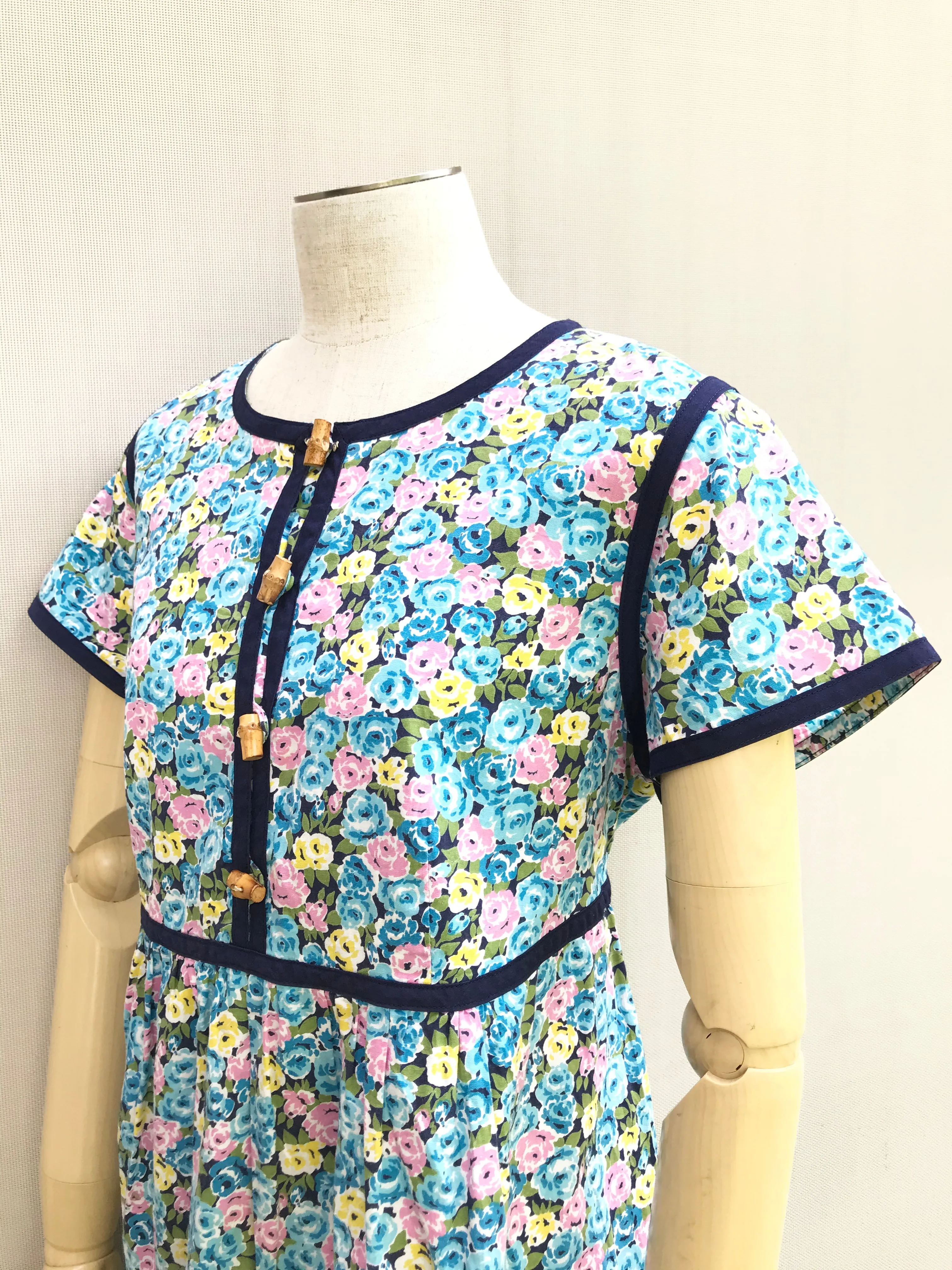Blue Binding Floral Dress