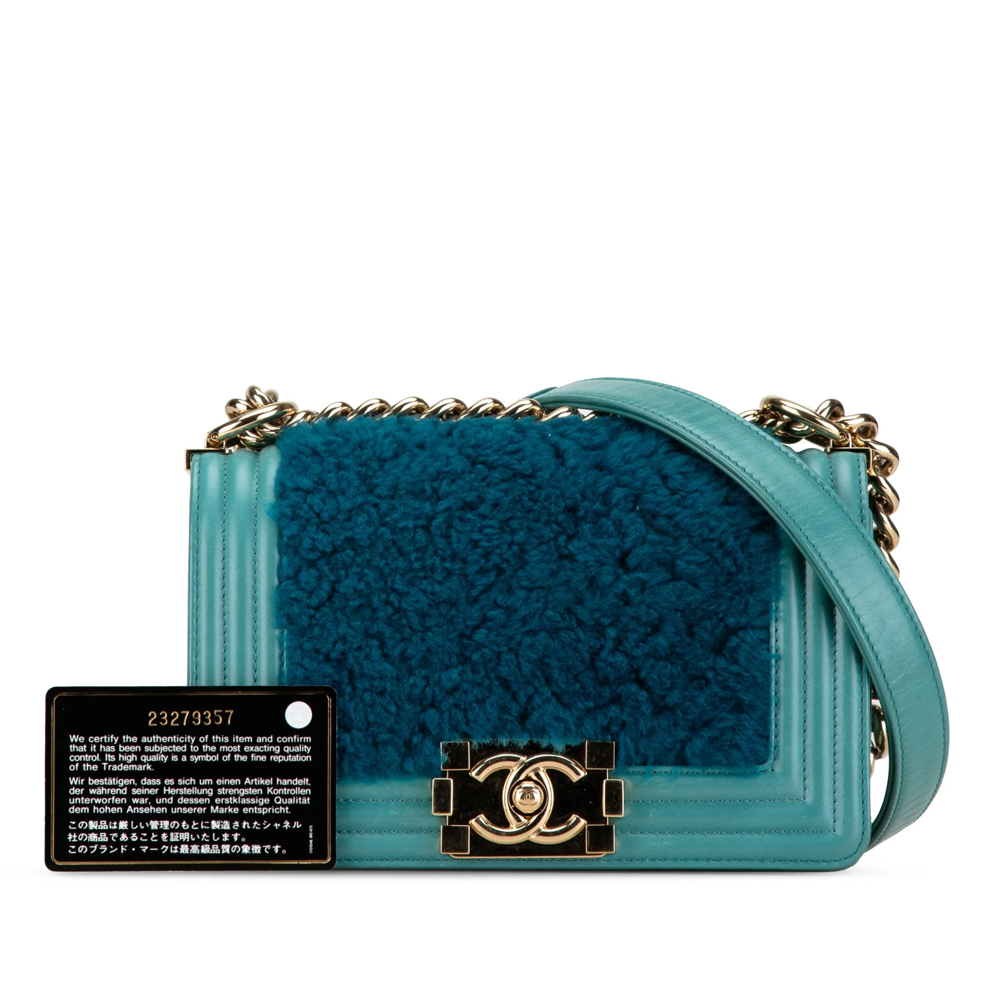 Blue Chanel Small Shearling Boy Flap Crossbody Bag