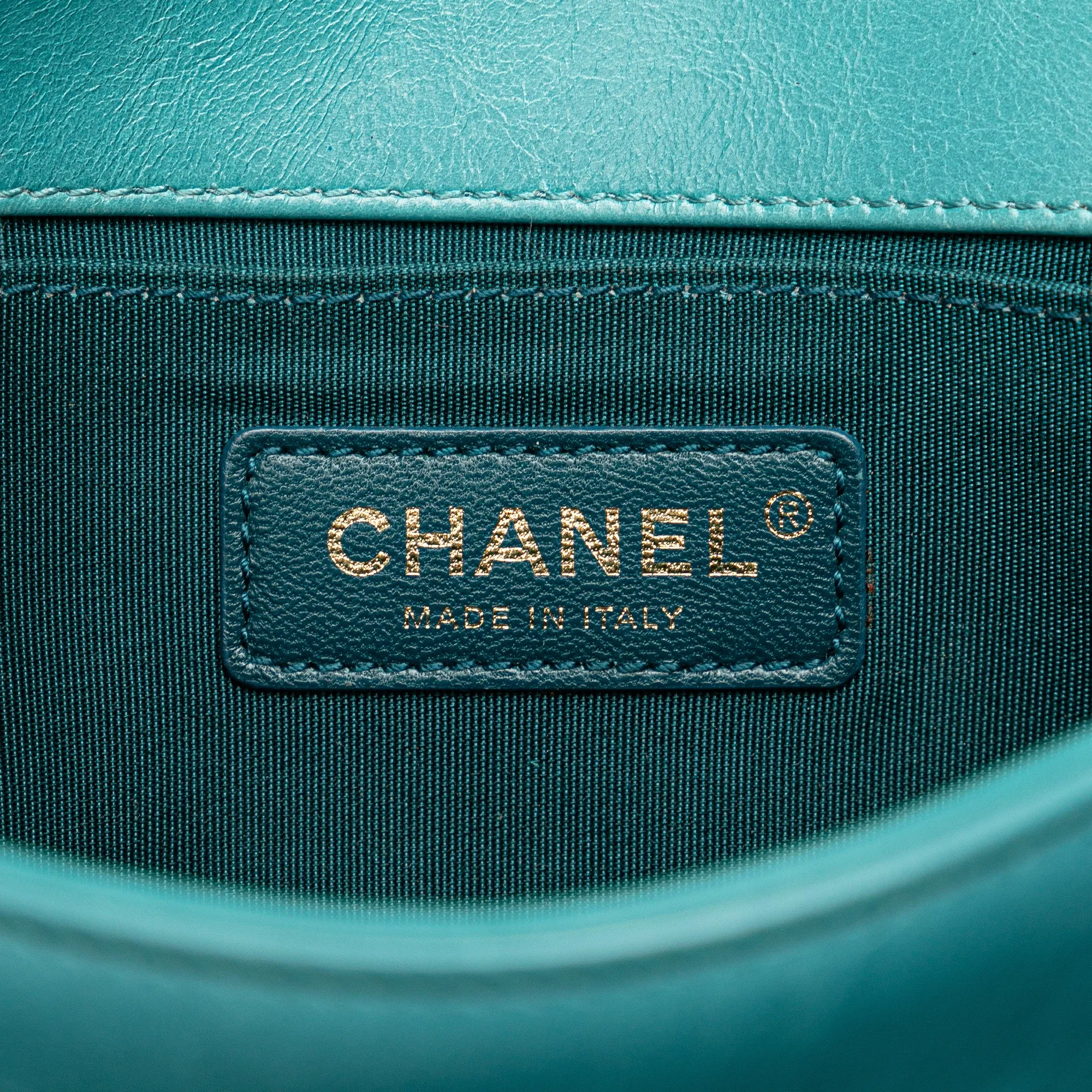 Blue Chanel Small Shearling Boy Flap Crossbody Bag