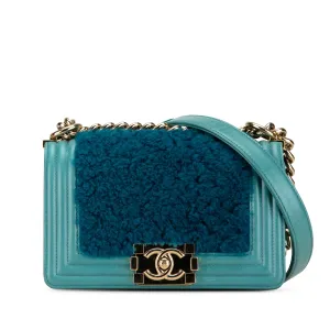 Blue Chanel Small Shearling Boy Flap Crossbody Bag
