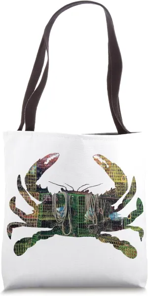 Blue Crab Silhoutte - Crabbing Traps Tote Bag