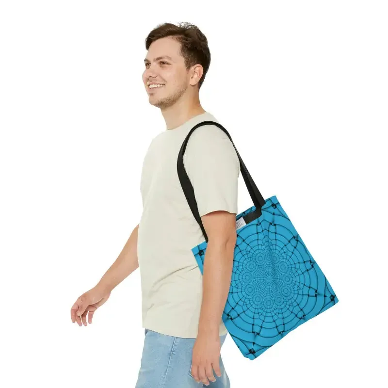 Blue Geometric Print Tote Bag that Turns Heads
