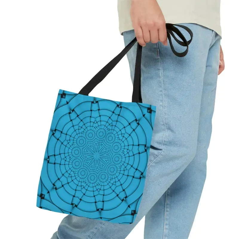 Blue Geometric Print Tote Bag that Turns Heads