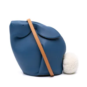 Blue LOEWE Mini Calfskin Shearling Bunny Crossbody
