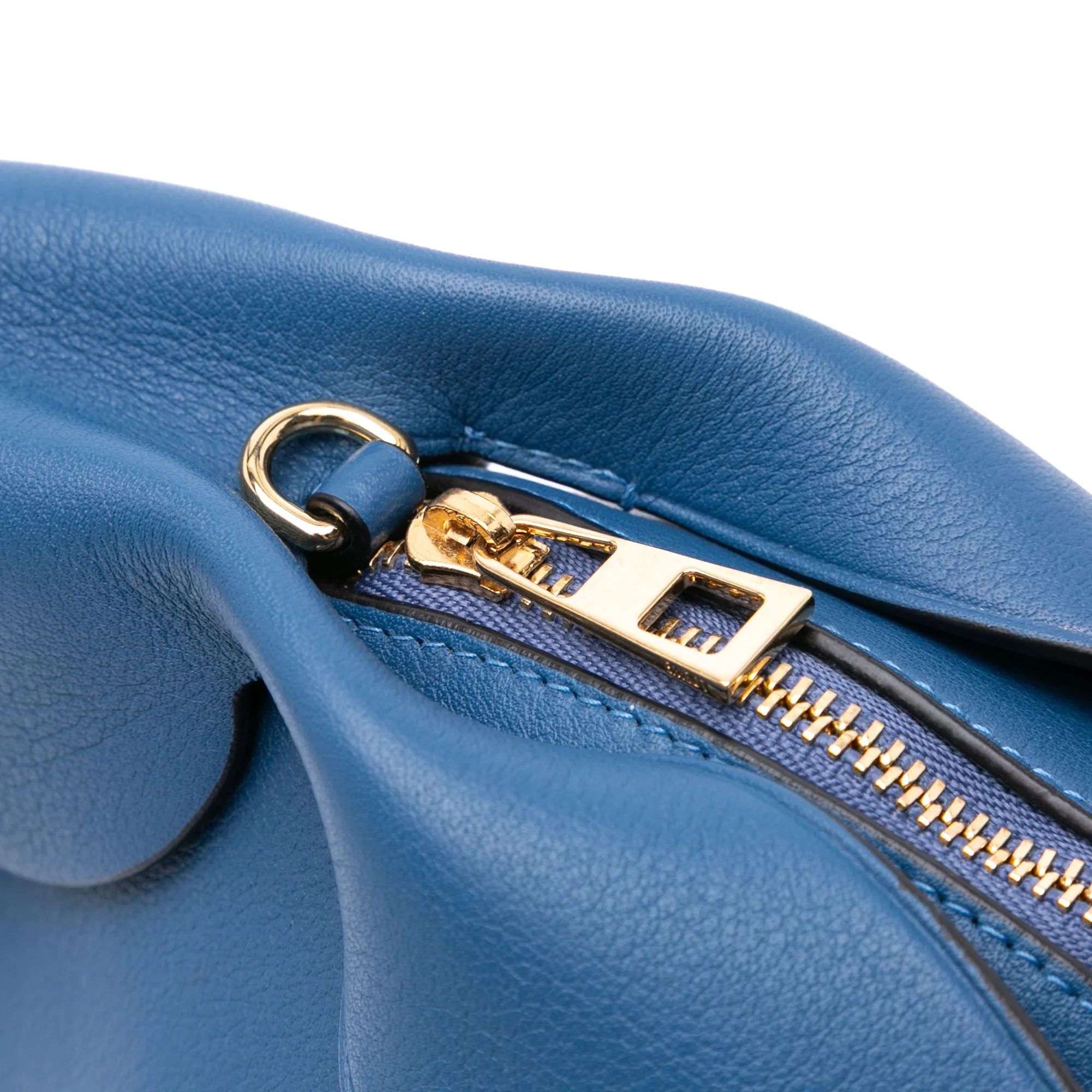 Blue LOEWE Mini Calfskin Shearling Bunny Crossbody