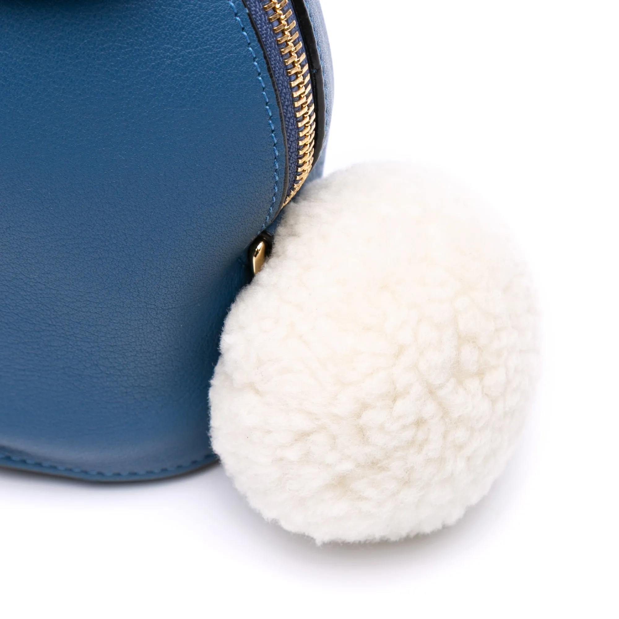 Blue LOEWE Mini Calfskin Shearling Bunny Crossbody