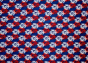 Blue Printed Cotton Fabric with Allover Flower Motifs 13786