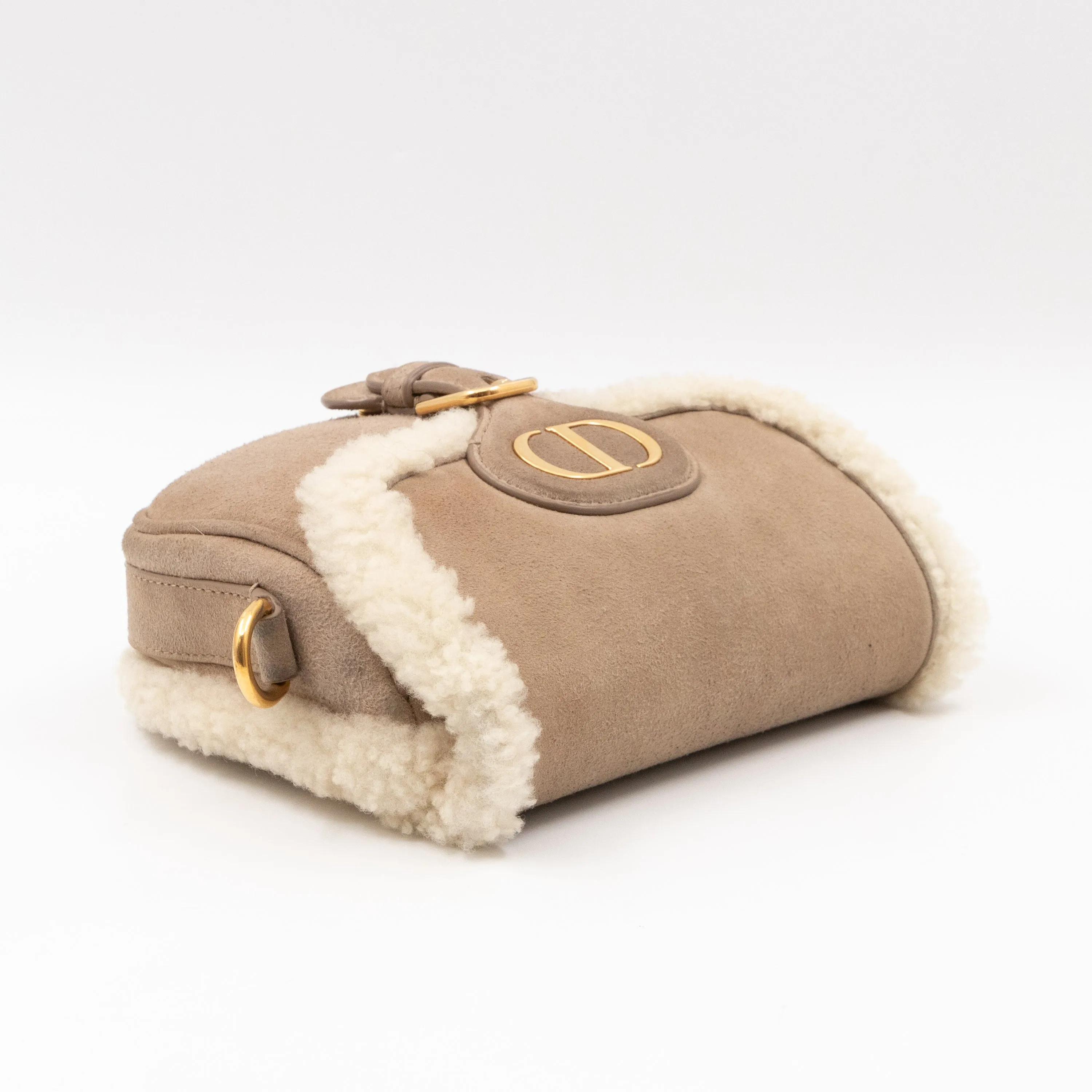 Bobby Small Flap Bag Beige Suede Neutral Shearling