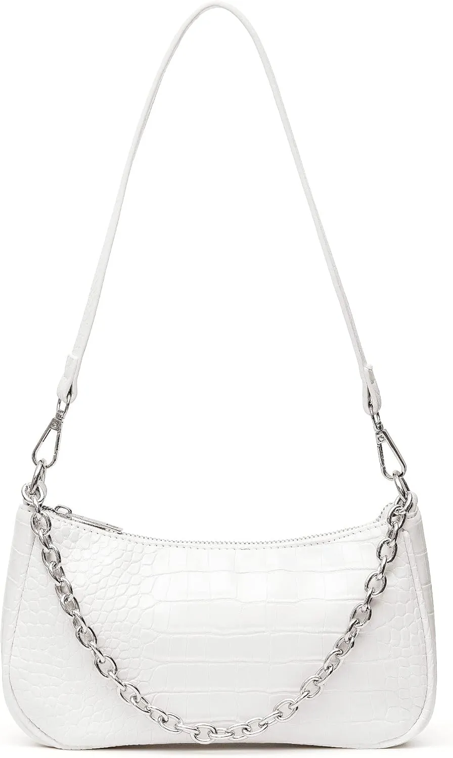 BOBOWINGS Shoulder Bags for Women, Cute Crocodile Handbag Small Leather Crossbody Bag with Zipper Closure