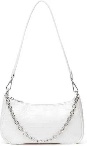 BOBOWINGS Shoulder Bags for Women, Cute Crocodile Handbag Small Leather Crossbody Bag with Zipper Closure