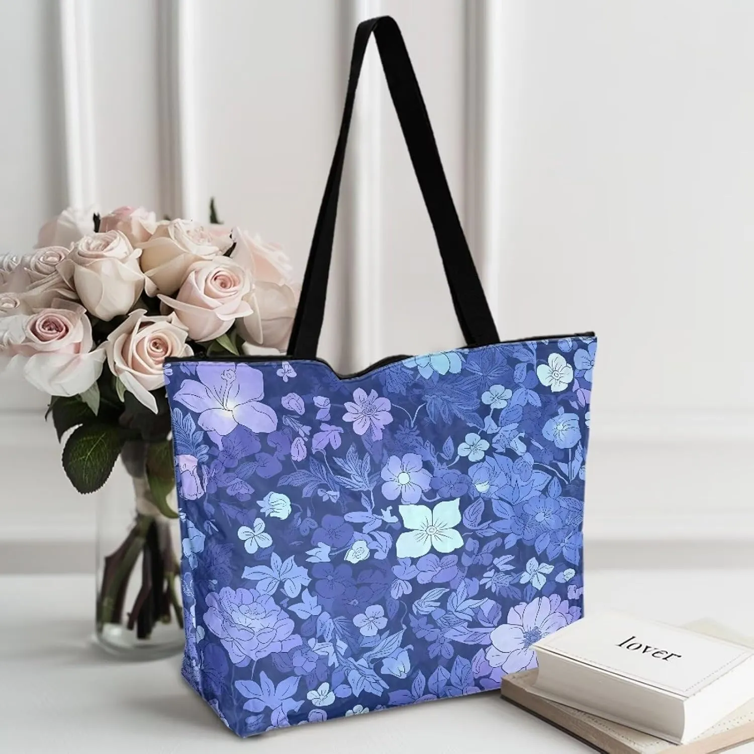 Boho Mandala Lotus Cat Women Paper Tote Bag, Hawaii Cocount Tree Commute Bags, Adorable Puppy Kitten Large Handbag