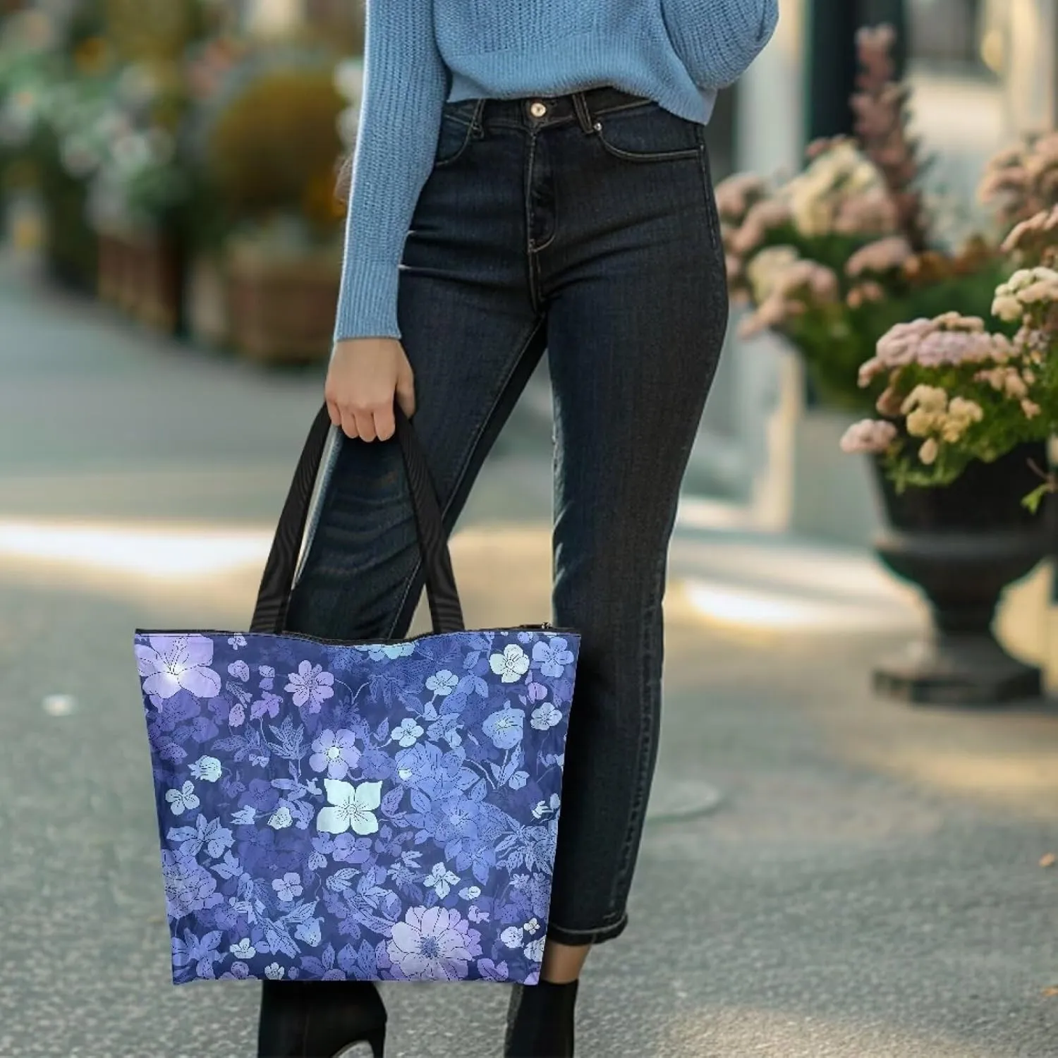 Boho Mandala Lotus Cat Women Paper Tote Bag, Hawaii Cocount Tree Commute Bags, Adorable Puppy Kitten Large Handbag