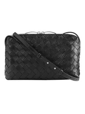Bottega Veneta Intrecciato Leather Mini Cross Bag Black