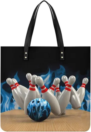 Bowling Game Strike Rot Novelty Tote Bags for Women Funny Handbags Top Handle Purses Crossbody Shoulder Bag Fashion