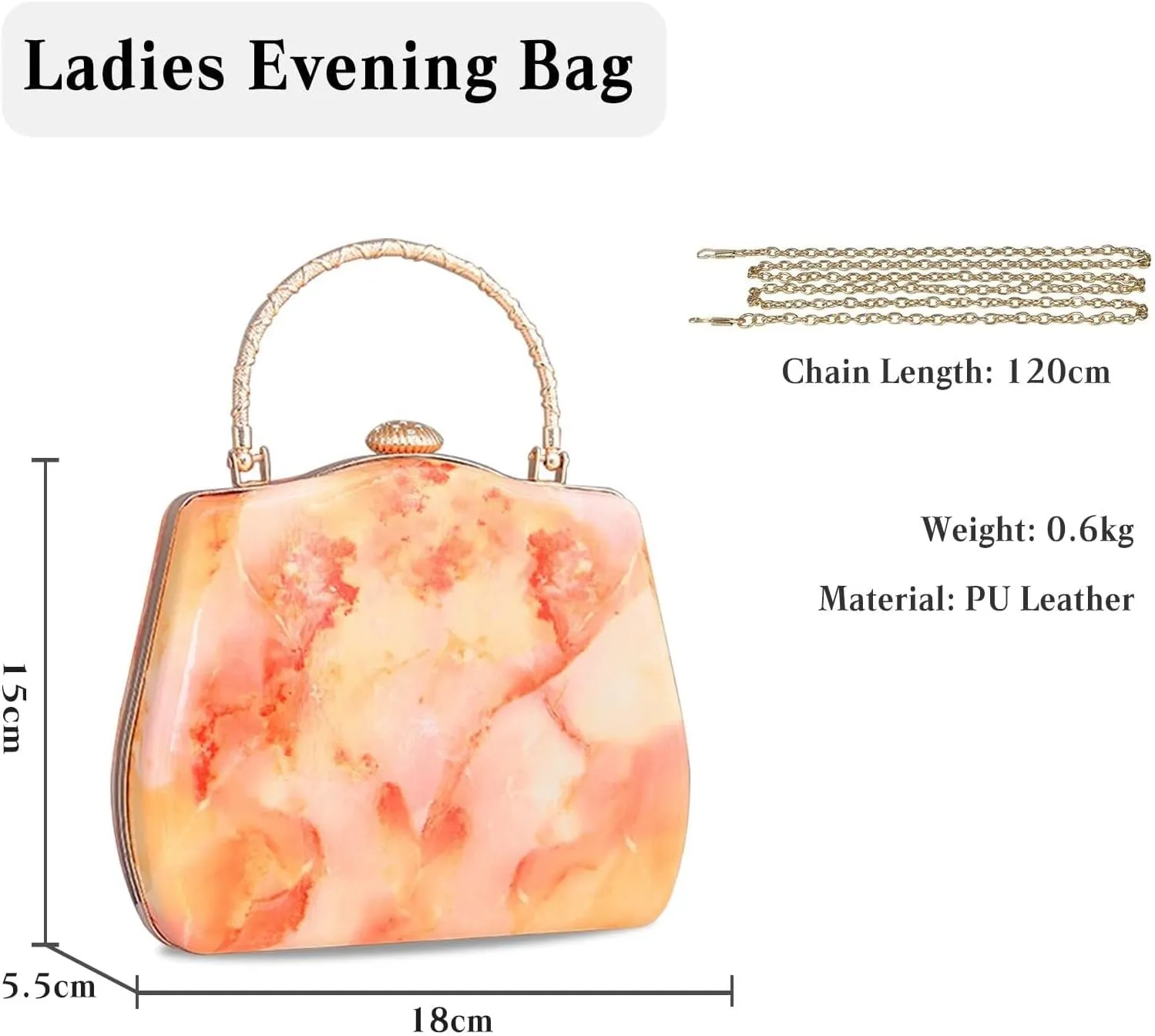 Bridal Wedding Purse Charming Shoulder Elegant Handbag Unique Crossbody Women Evening Marble Clutch