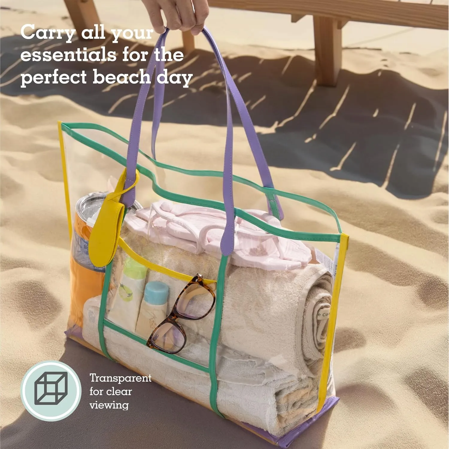 Brook   Bay Clear Tote Bag - Transparent Bag, See Through Bag, Waterproof, Clear Travel Bags for Women for Concerts, Beach