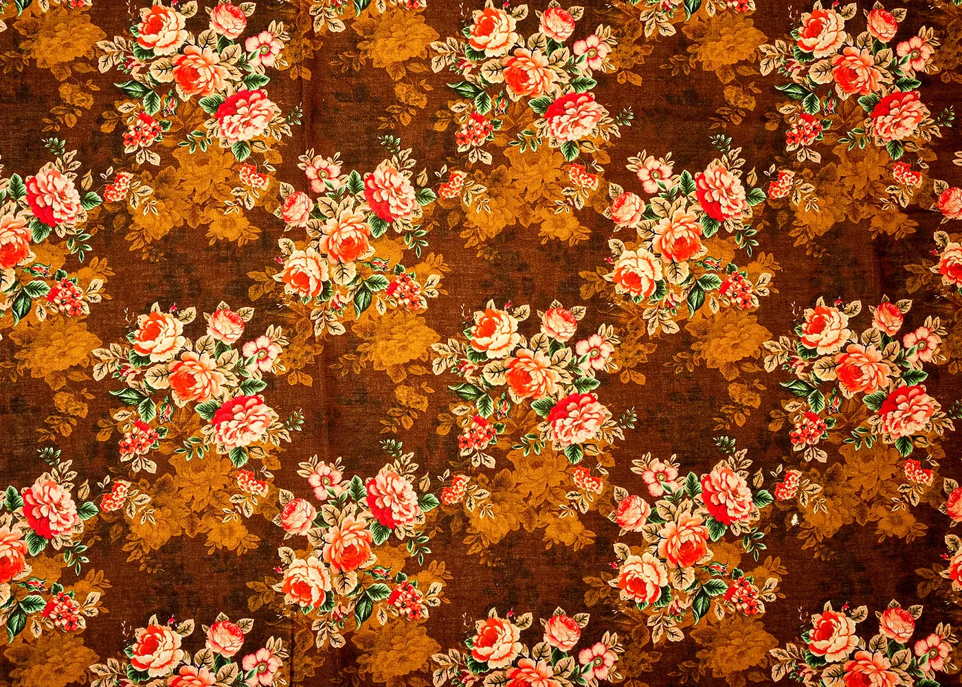 Brown   Cotton Fabric with Allover Floral Motifs 13828